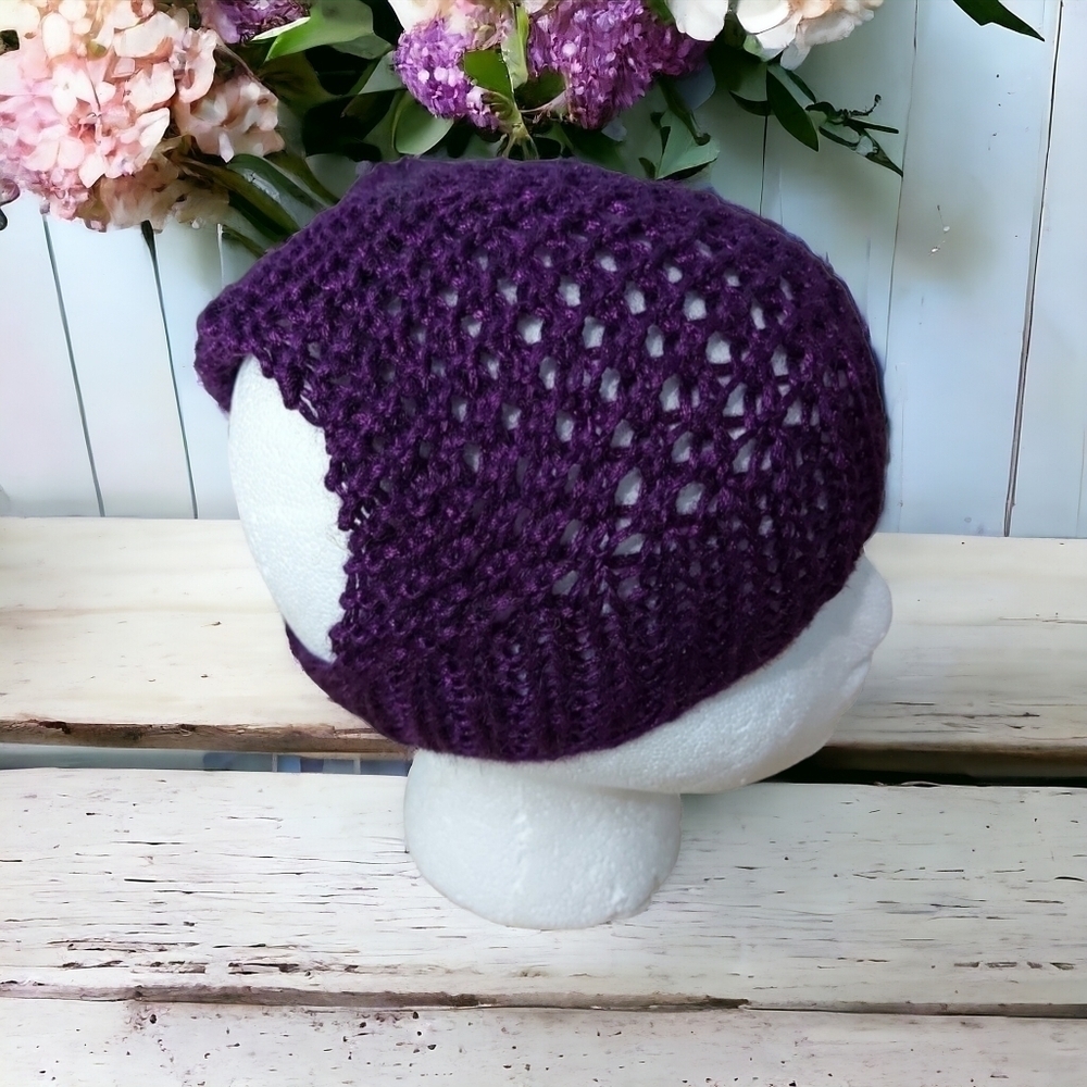 Hand Knit One Of A Kind Cottagecore Bandana Young Child/Youth